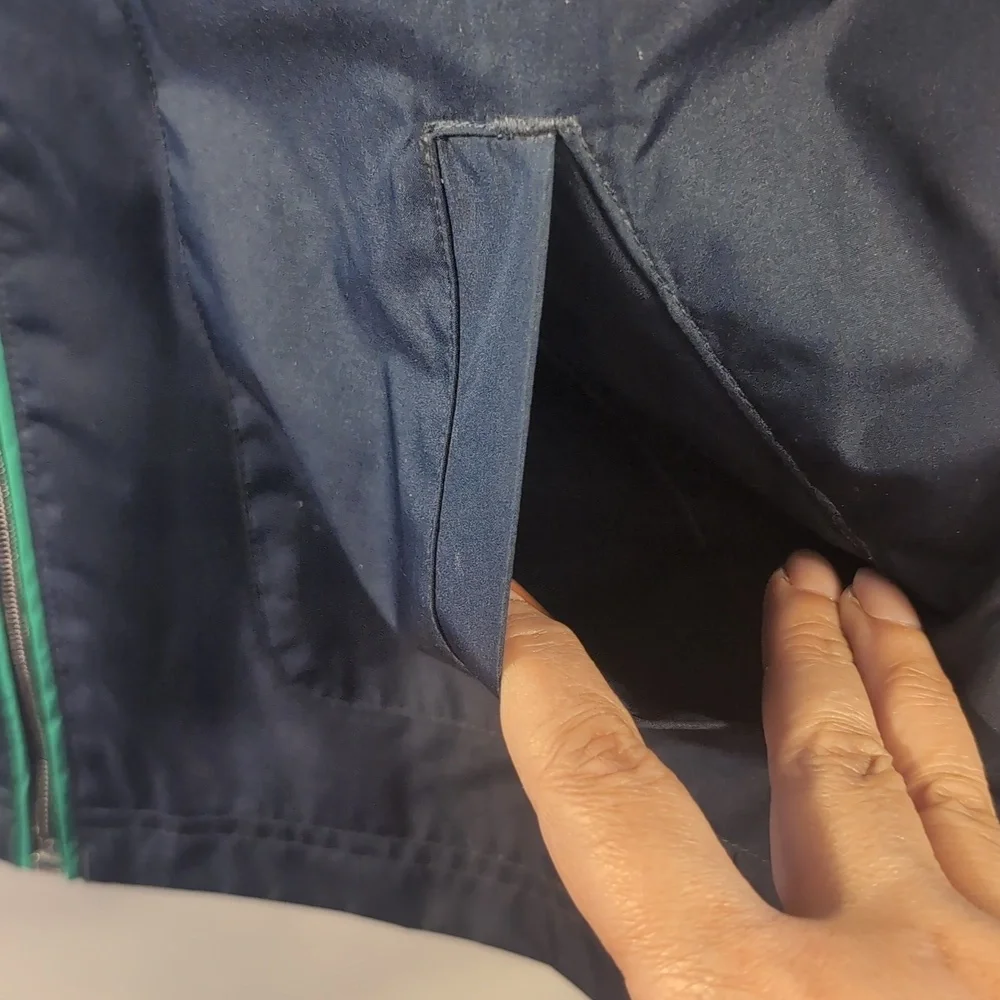 Intl Details Blue Jacket with Green Accents - Size Medium - Lightweight Outerwea